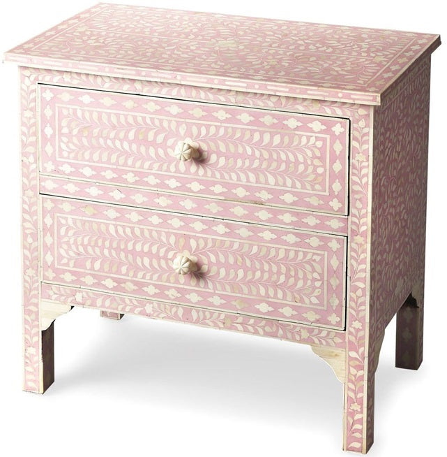 Tommy Bone Inlay 2 Drawers Bed Side Table