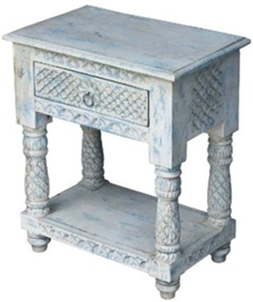 Alisha_Hand Carved Wooden Bed Side Table