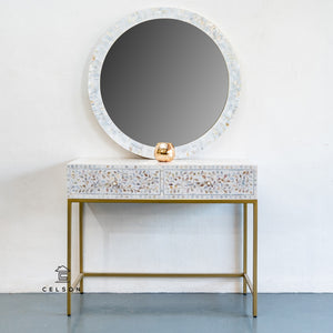 Paul Mother of Pearl Inlay Round Mirror