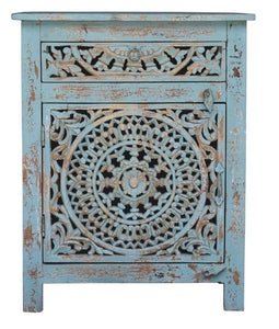 Jeffrey_Solid Indian Wood Hand Carved Bed Side Table