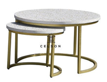 Load image into Gallery viewer, Isha_MOP Inlay Coffee Table with Gold Base_70 Dia cm
