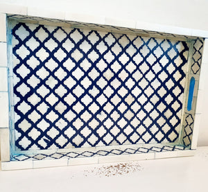 Mira_Bone Inlay Moroccan Pattern Tray in Blue_ 45 x 30 cm