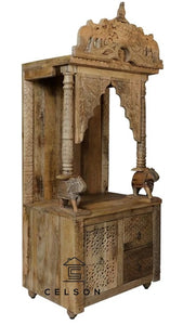 Aarti_Hand Carved Wooden Altar_Wooden Mandir_Prayer Mandir_Altar