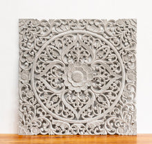 Load image into Gallery viewer, Emily Grey_Wooden Carved Square Wall Panel_90 x 90 cm_Grey Finish
