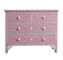 Load image into Gallery viewer, Biel Bone Inlay Chest of Drawers with 4 drawers_ 120 cm Length
