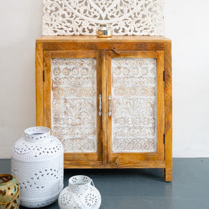 Anna Hand Carved Wooden Cabinet_Chest_ 90 cm Length