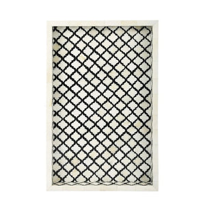 Cahir_Bone Inlay Moroccan Pattern Tray in Black_58 x 42 cm