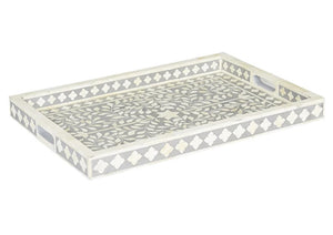 Marie Bone Inlay Tray with Floral Pattern_50 x 35 cm