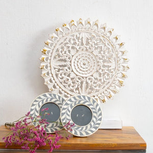Biba_Hand Carved Panel_Table Decor_White with Gold finish