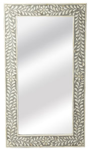 Mandy Bone Inlay Wall Mirror Floral Pattern_55 x 110 cm