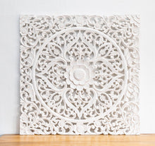 Load image into Gallery viewer, Kate _Wooden Carved Square Wall Panel_90 x 90 cm_White Washed
