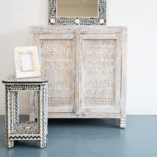 Load image into Gallery viewer, Anna White Hand Carved Indian Wood Cabinet_Chest_ 90 cm Length
