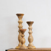 Load image into Gallery viewer, Jenna Hand Carved Wooden Candle Holder Set of 3
