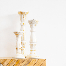 Load image into Gallery viewer, Reign Hand Carved Wooden Candle Holder Set of 3
