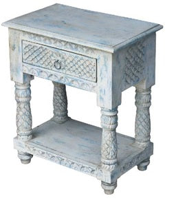Alisha_Hand Carved Wooden Bed Side Table