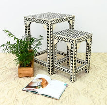 Load image into Gallery viewer, Margo_Bone Inlay Set of 2 Nesting table_Modern

