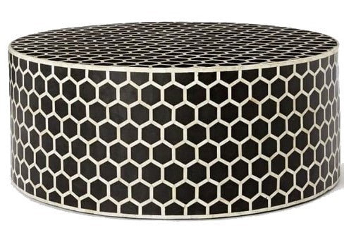 Harper_ Bone inlay Round Coffee Table in Black Color_100 Dia cm