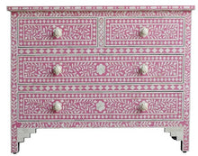 Load image into Gallery viewer, Biel Bone Inlay Chest of Drawers with 4 drawers_ 120 cm Length
