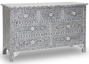 Gabrielle Mother of Pearl Inlay Chest of Drawer with 7 Drawers_ 150 cm Length