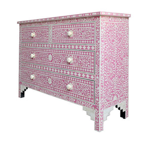 Biel Bone Inlay Chest of Drawers with 4 drawers_ 120 cm Length