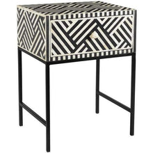 Load image into Gallery viewer, Willie Bone Inlay Bed Side Table with Metal Stand
