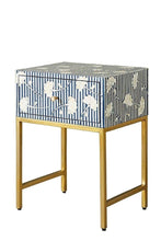 Load image into Gallery viewer, Jessi Bone Inlay Bed Side Table with Gold Metal Stand
