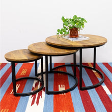 Load image into Gallery viewer, Darko_ Solid Indian Wood Stackable Coffee Table Set of 3_70 Dia cm
